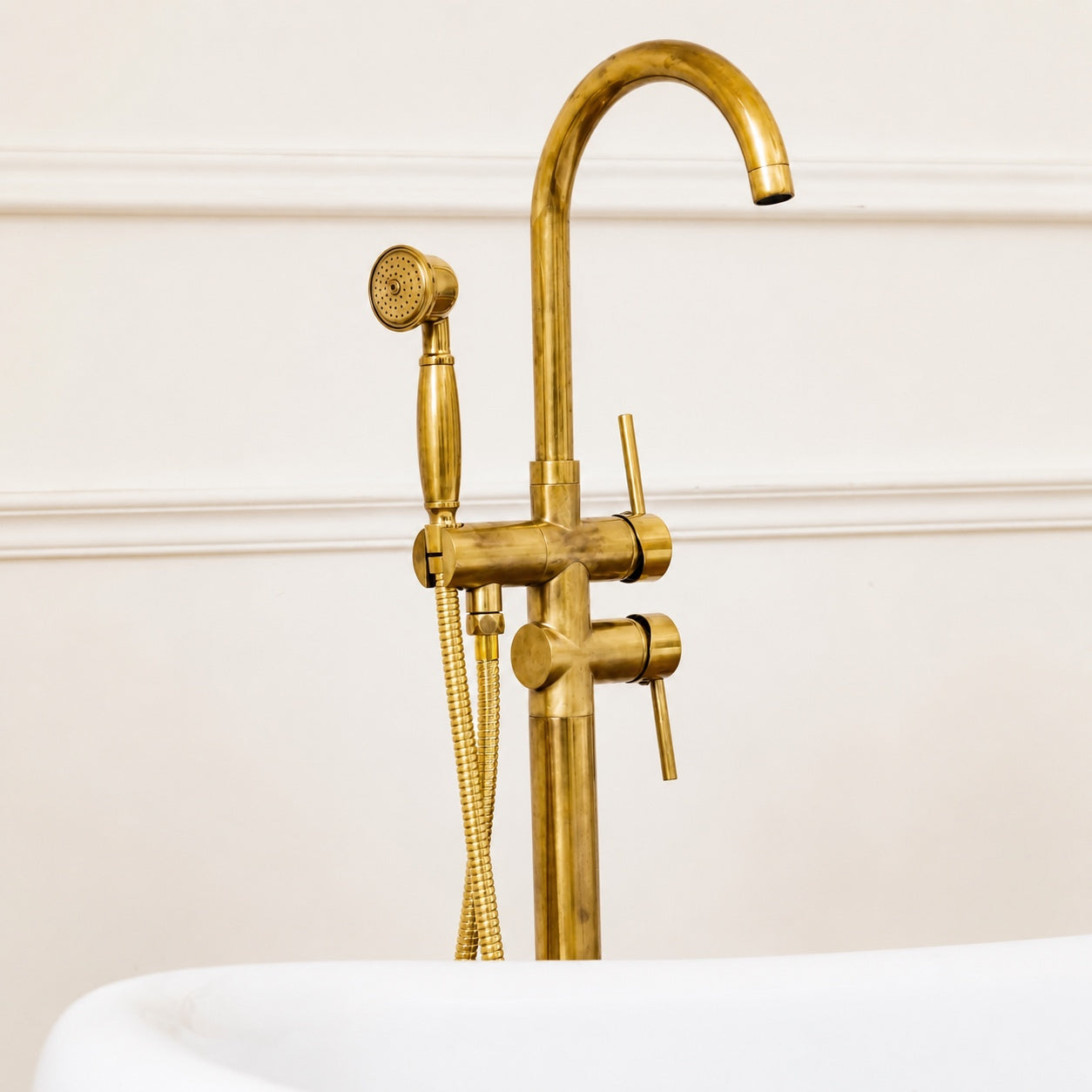 Sterling Freestanding Tub Filler With Hand Shower