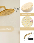 Unlacquered Brass Shower System – Dual Rain Shower with Ceiling Head & Handheld Set
