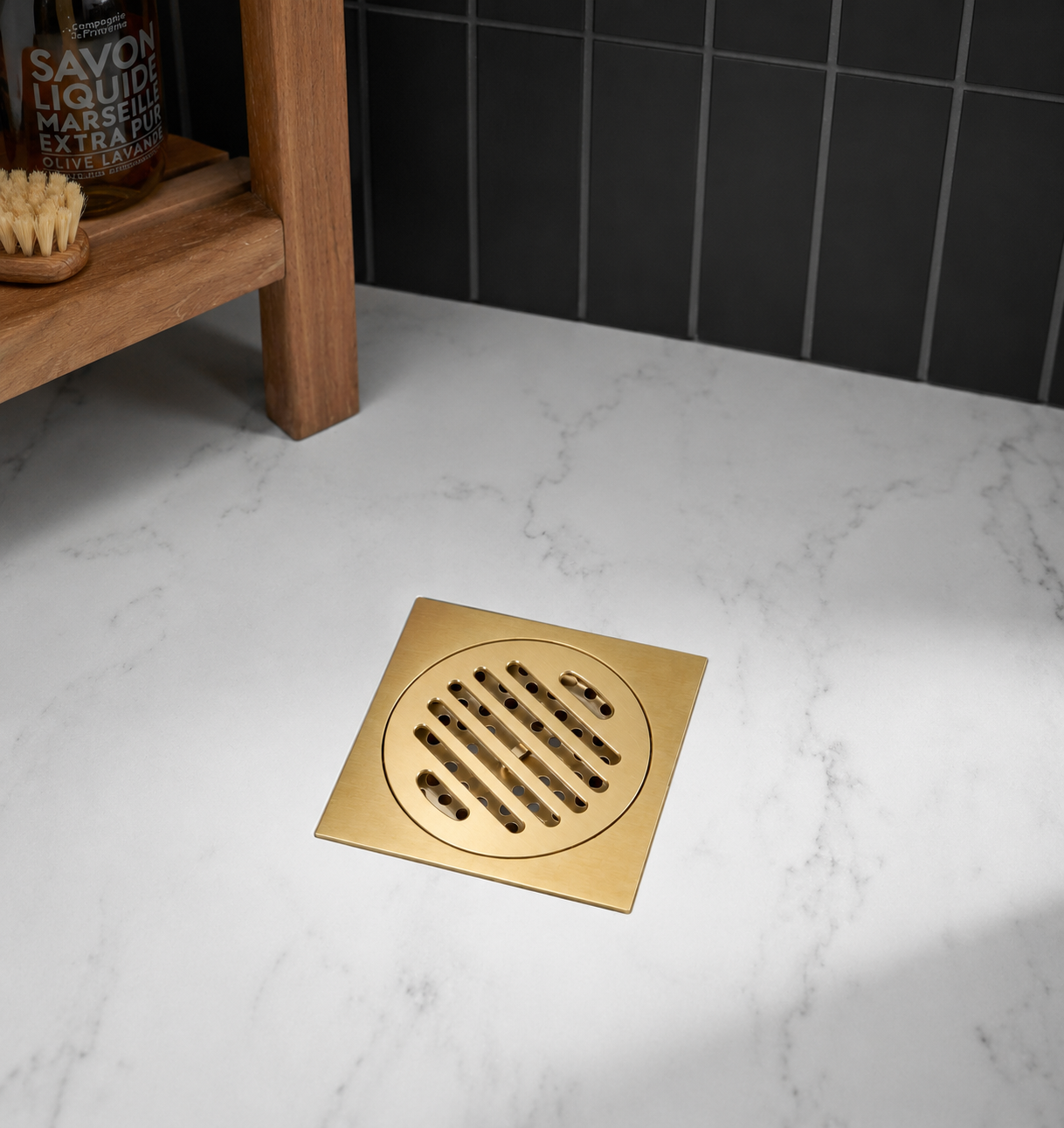 Brass Shower Floor Drain with Removable Strainer Cover