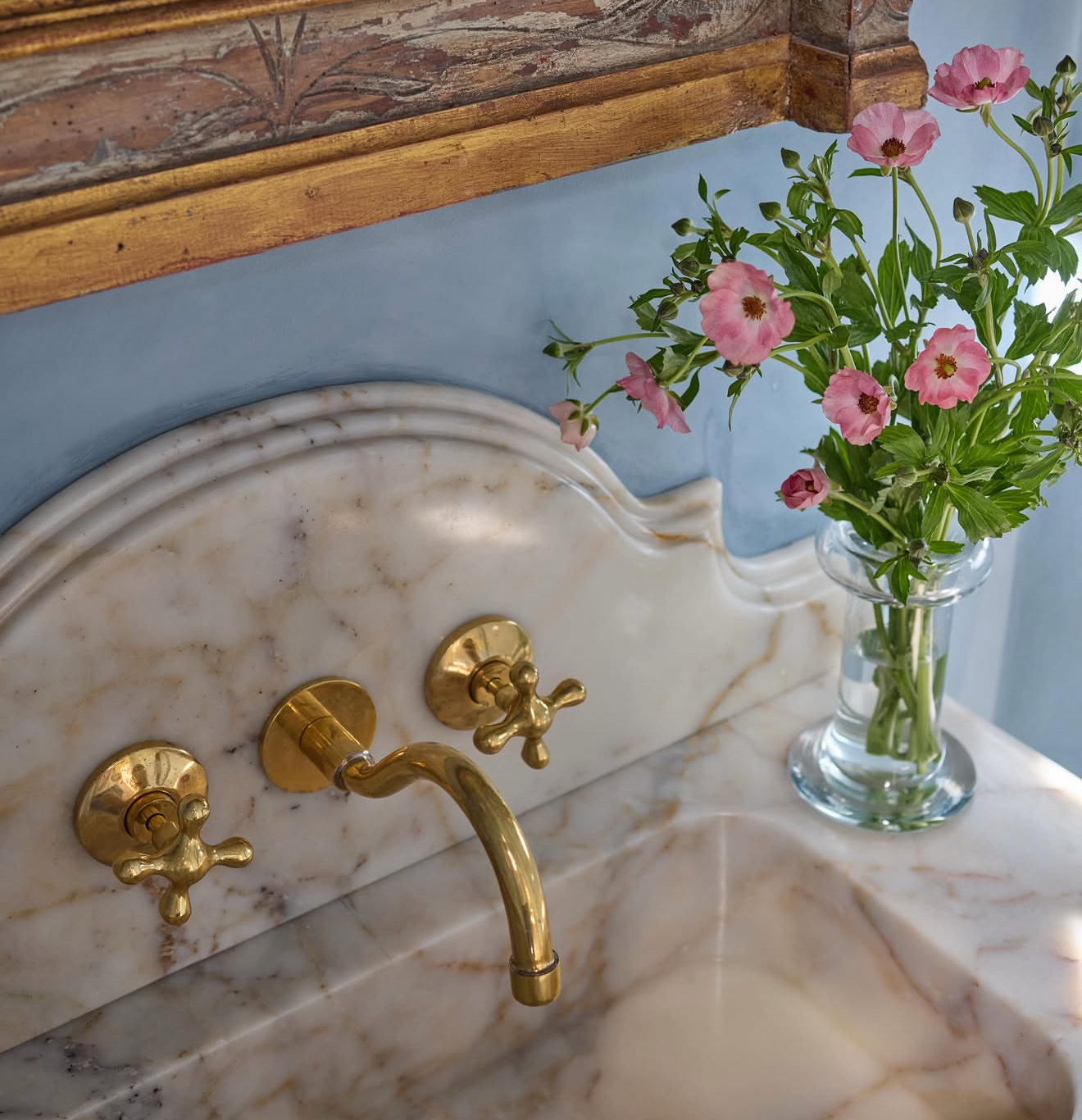 Unlacquered Brass Curved Wall Mount faucet