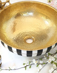 Handmade Wood & Brass Bathroom Vessel Sink