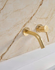 Unlacquered Brass Wall Mount Faucet, Single Handle Hot & Cold Sink Tap