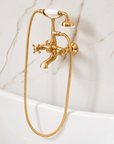 Bespoke Bathtub Wall Mount Filler with Handheld - Unlacquered Brass