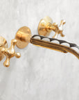 Handcrafted Wood & Brass Wall Mounted Faucet