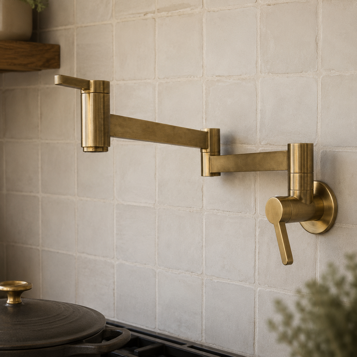 Denver Brass Pot Filler - Unlacquered Brass
