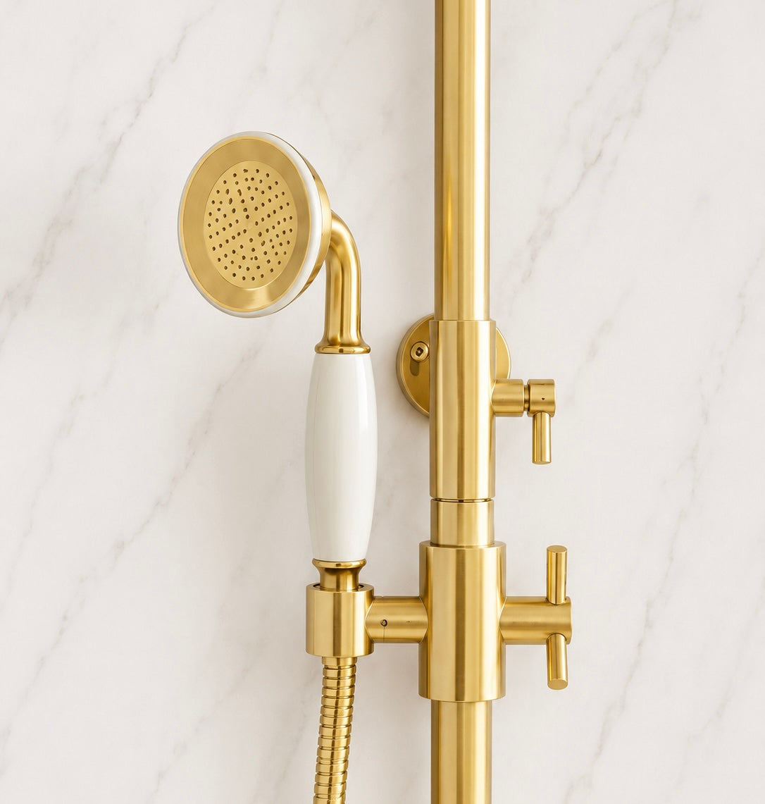 Unlacquered Brass Delta Vintage Shower
