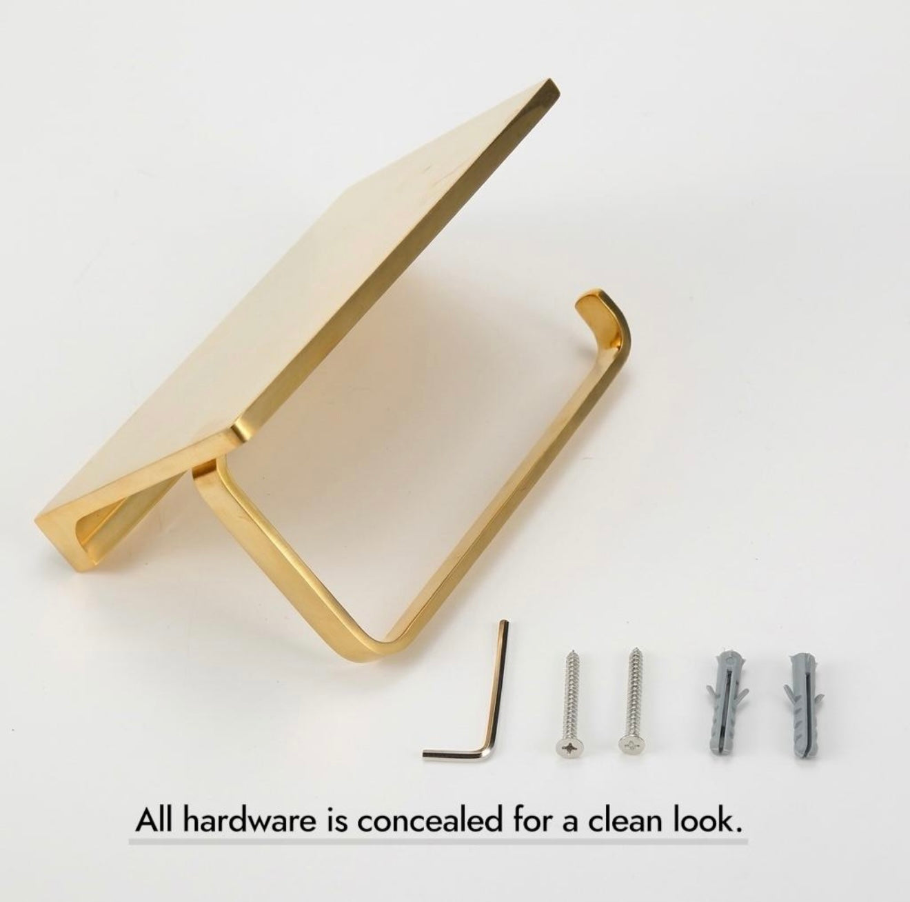 Unlacquered Brass Toilet Roll Holder, Storage Bathroom Decor
