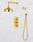 Nebraska Thermostatic Valve Shower Set - Unlacquered Brass