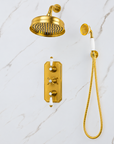 Nebraska Thermostatic Valve Shower Set - Unlacquered Brass
