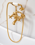 Bespoke Bathtub Wall Mount Filler with Handheld - Unlacquered Brass
