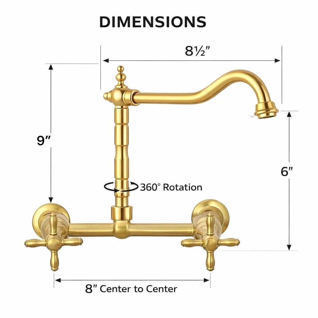 Brighton Wall Mounted Classic Brass Faucet