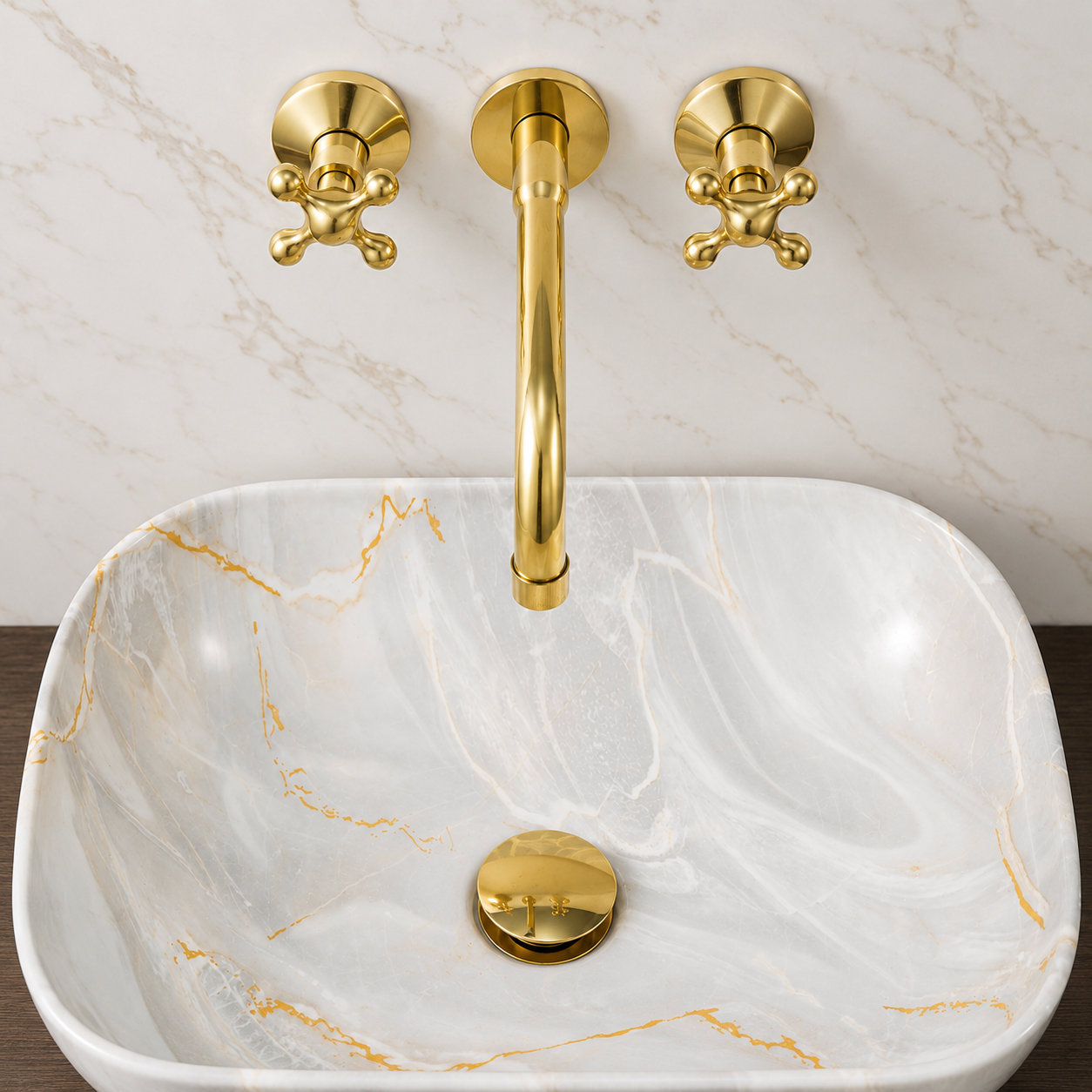 Powder Room Wall Mounted Faucet - Unlacquered Brass