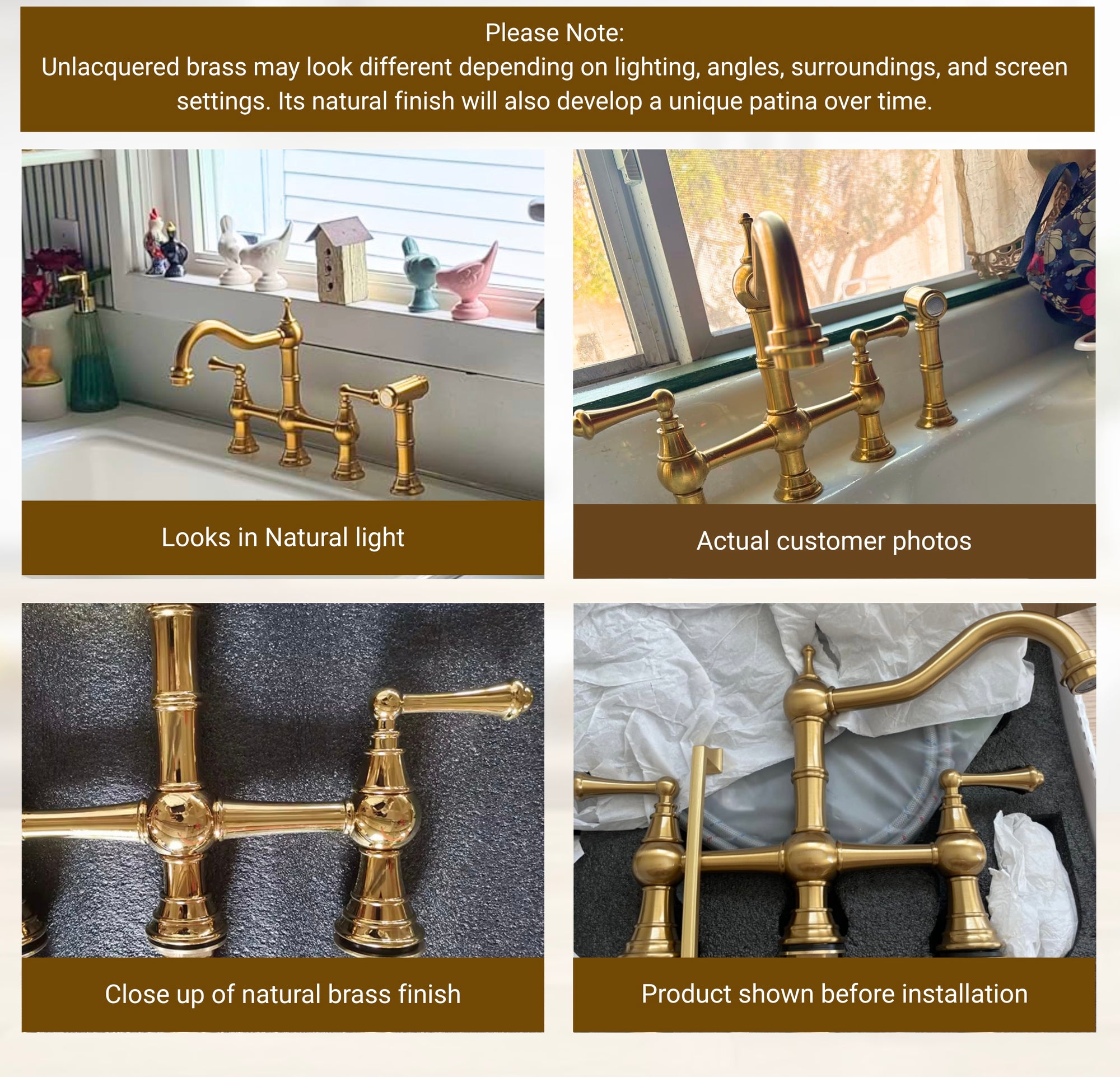 Vintage Bridge Faucet with Side Sprayer - Unlacquered Brass
