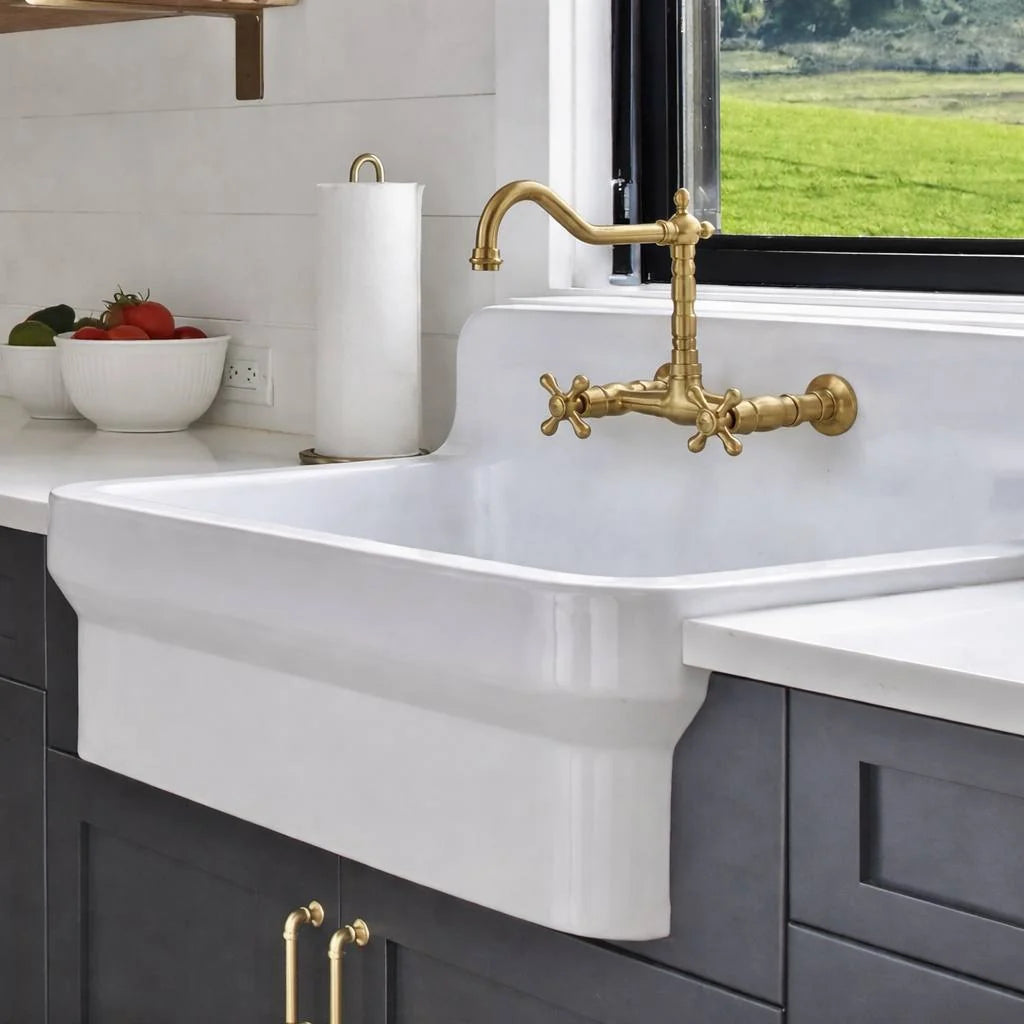 Brighton Wall Mounted Classic Brass Faucet