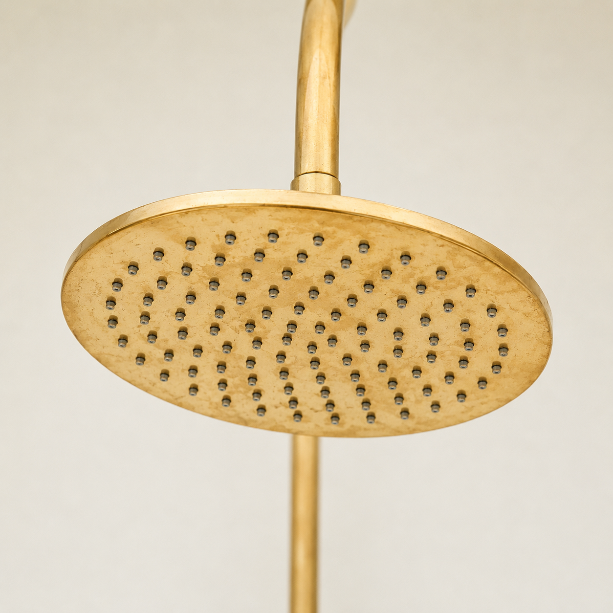 Whitney Exposed Pipe Wall Mount Shower with Rainfall Shower Head – Unlacquered Brass