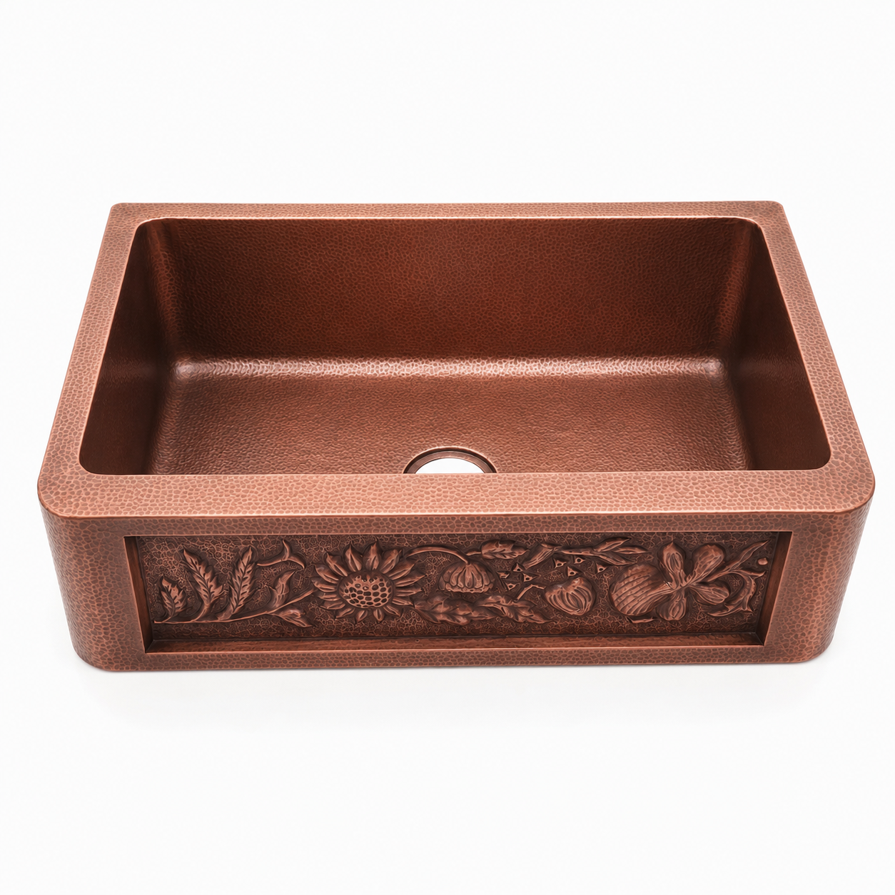 Antique Copper Farmhouse Kitchen Sink - Hammered