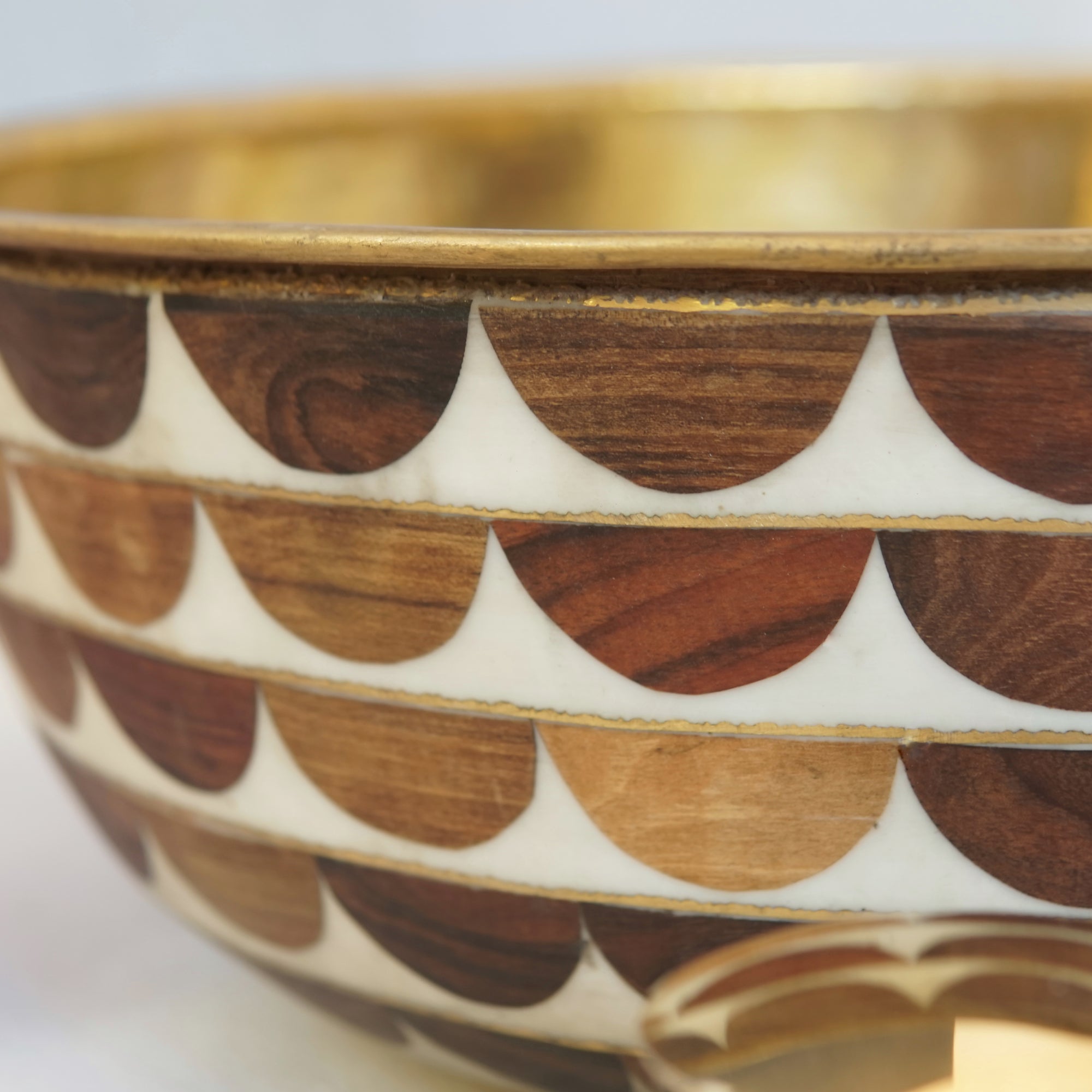 Walnut Wood &amp; Brass Vessel Sink - Handcrafted Vessel Sink