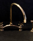 Engraved V-Style Brass Bridge Faucet