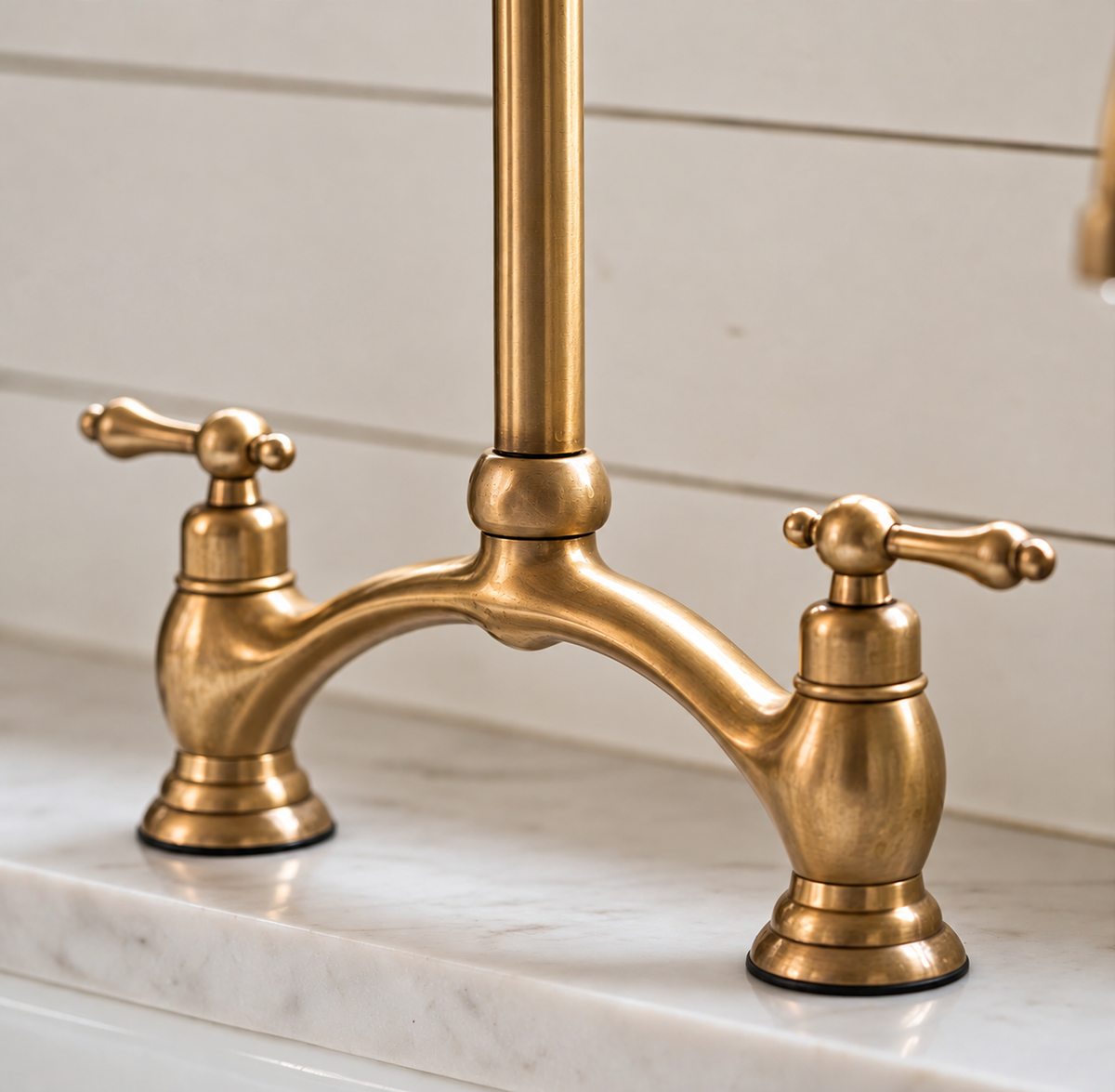 Unlacquered Victorian Brass Bridge Faucet