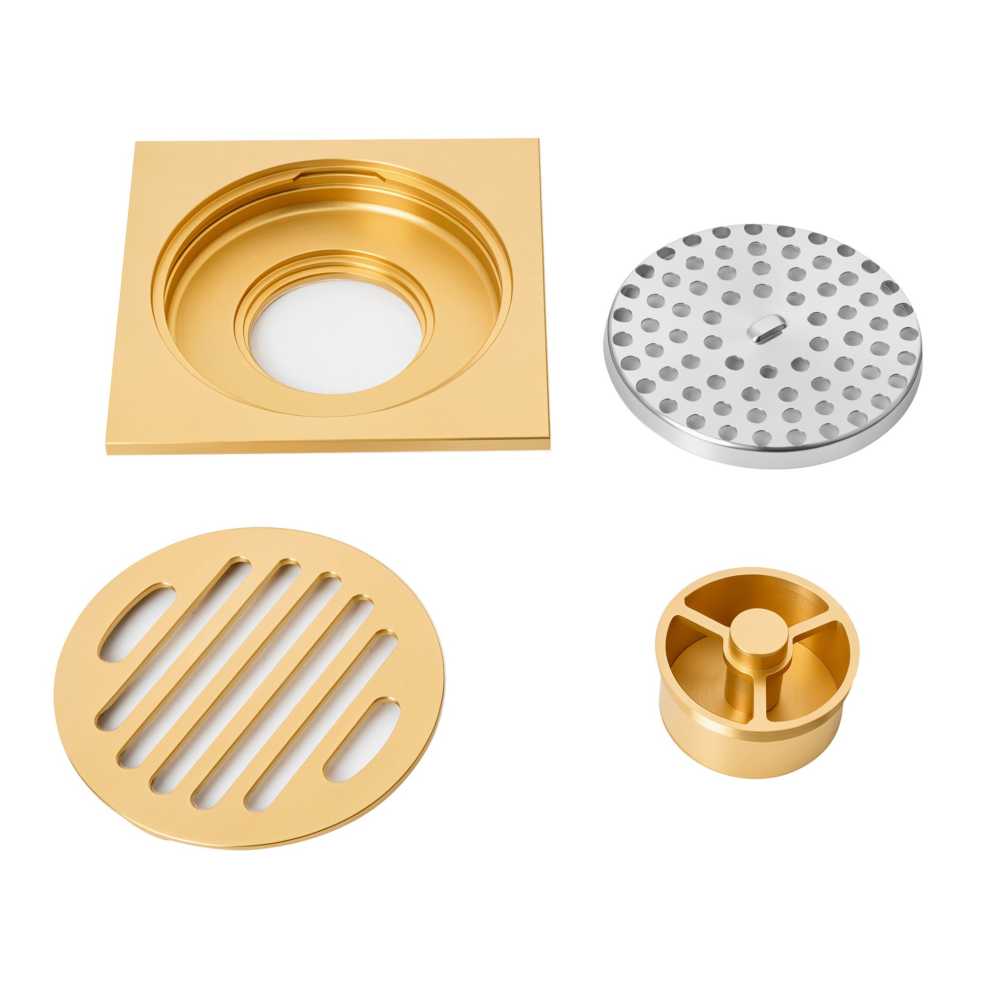 Brass Shower Floor Drain with Removable Strainer Cover