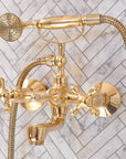 Handcrafted Unlacquered Brass Freestanding Bath Tub Filler