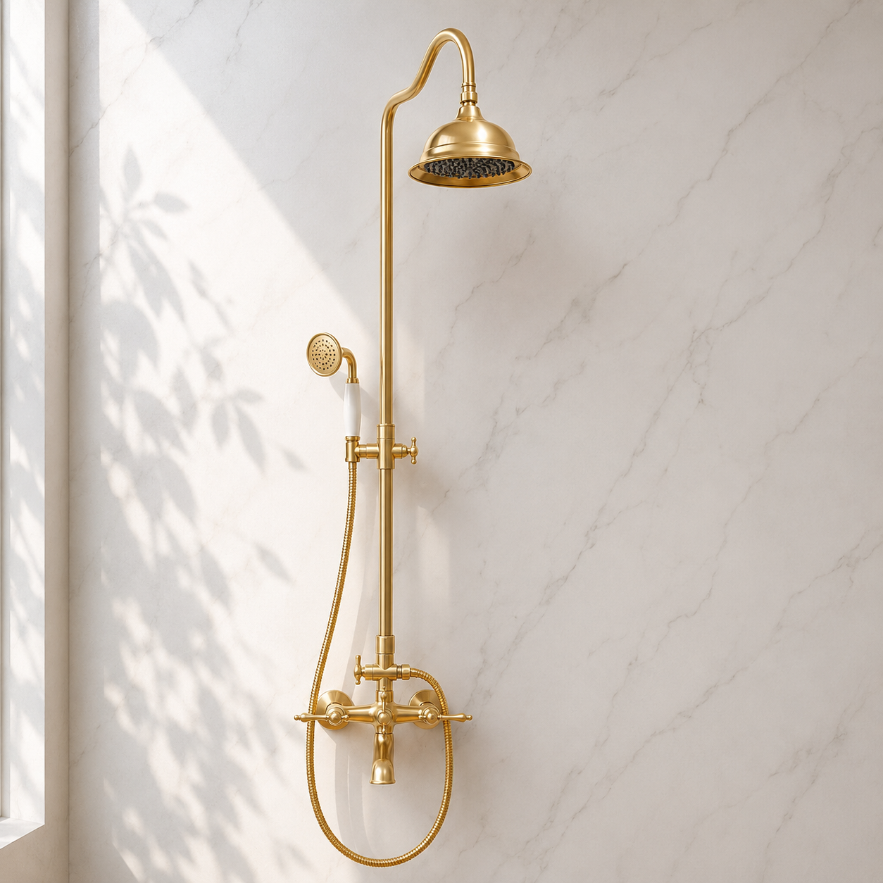 Unlacquered Brass Delta Vintage Shower