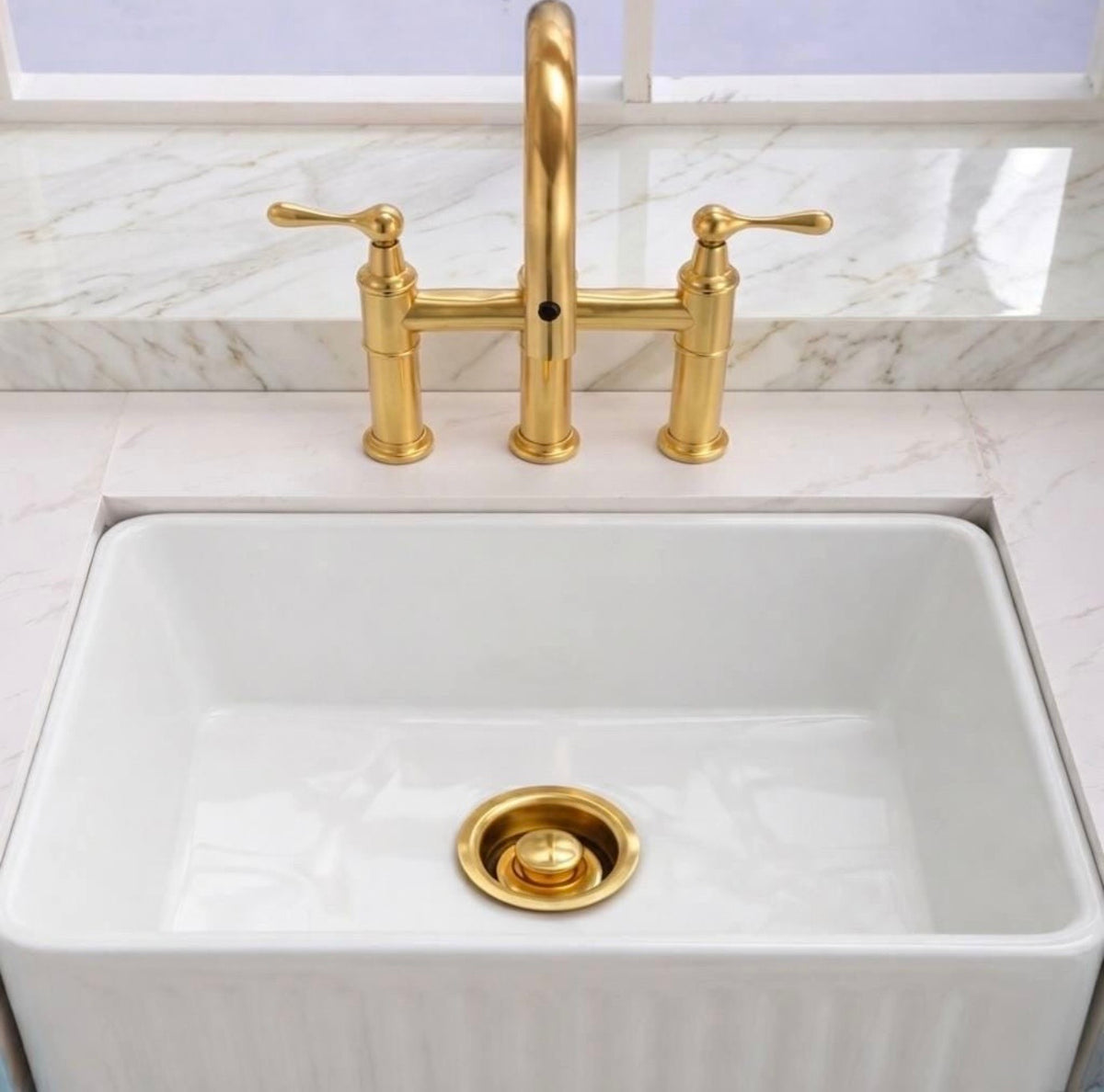 Kitchen Sink Garbage Disposal Flange &amp; Stopper – Unlacquered Brass