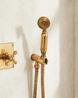 Brasslik Oasis shower set in solid unlacquered brass