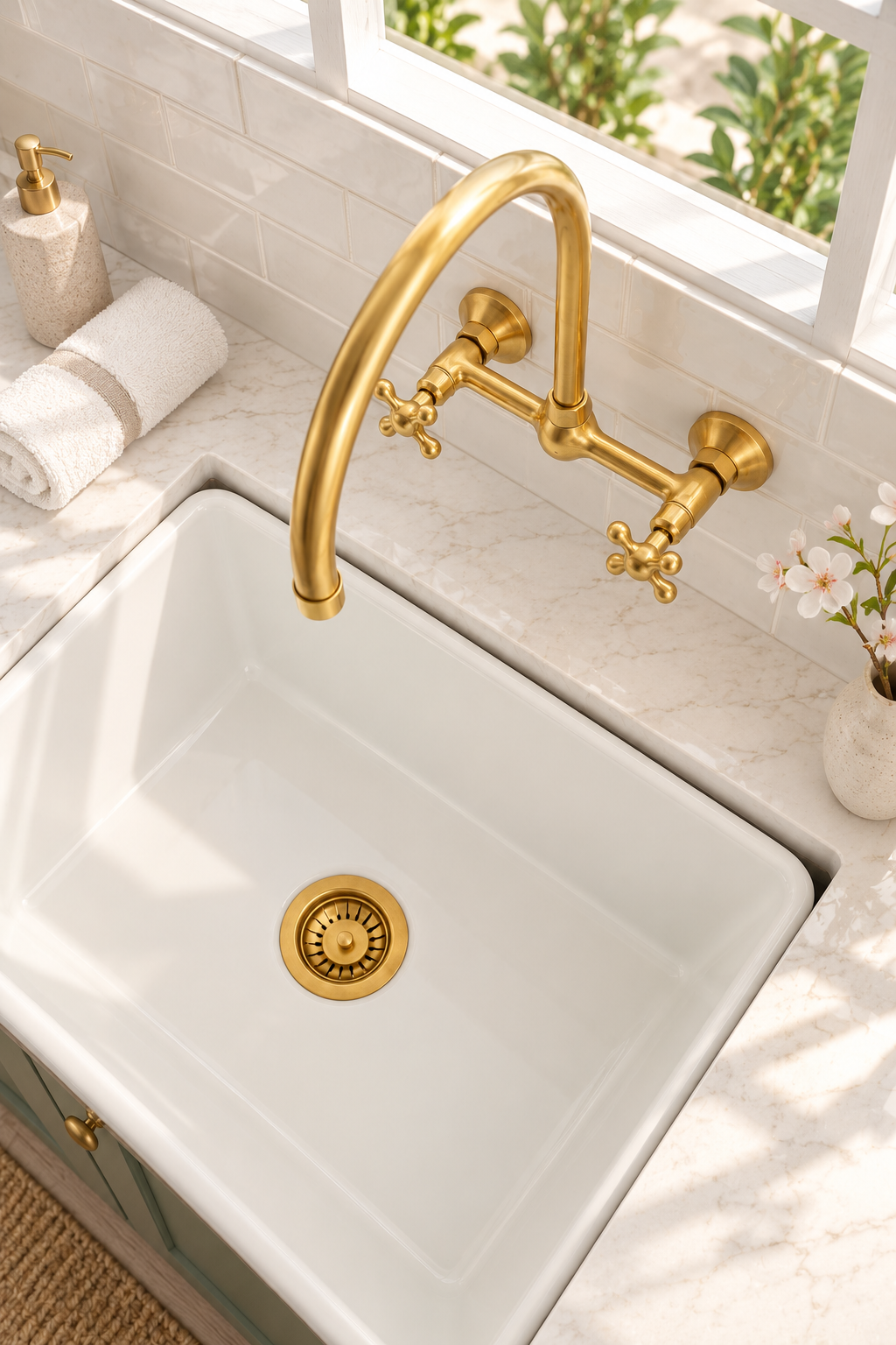 Huntley Wall Mounted Faucet - Unlacquered Brass