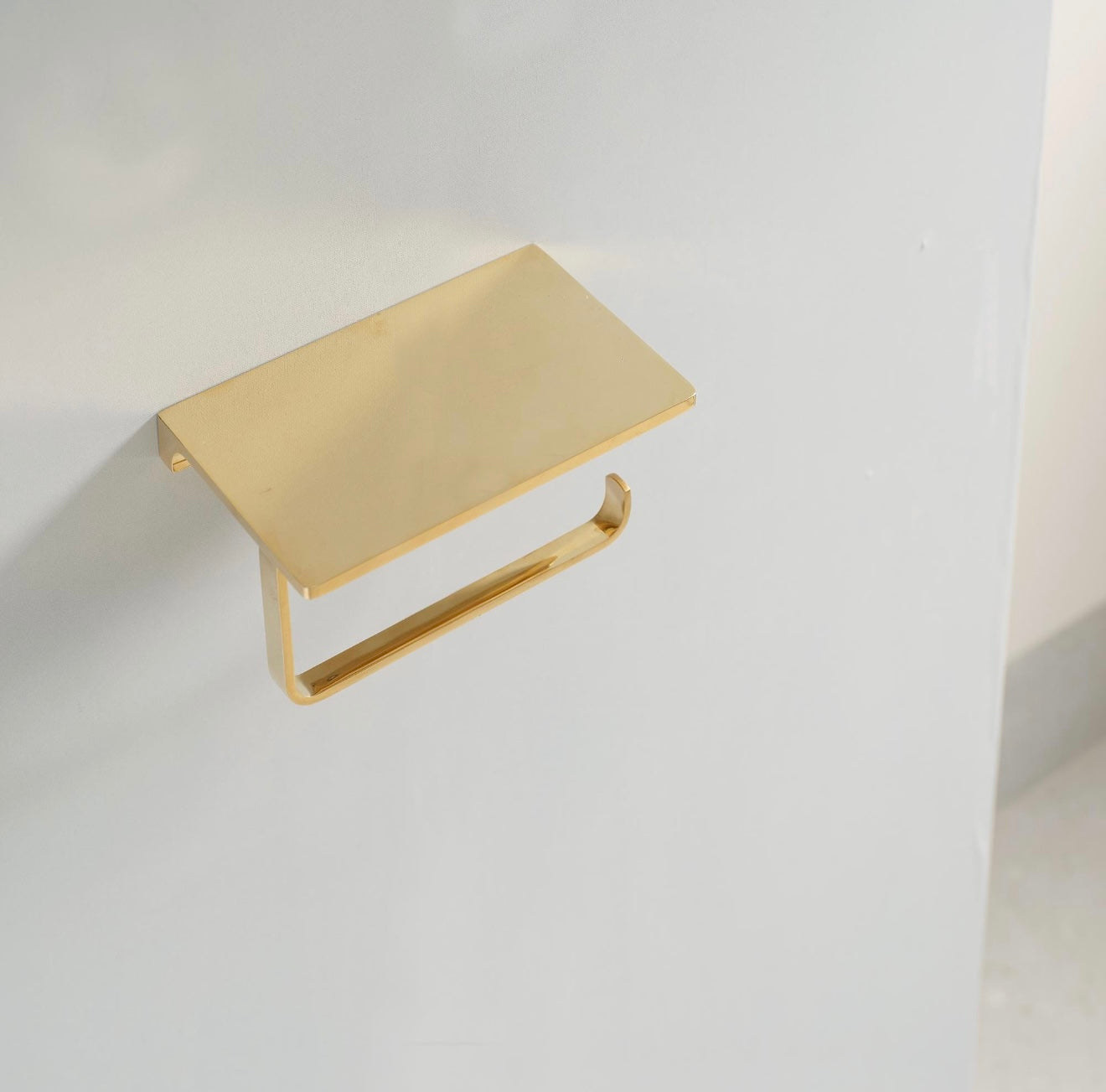 Unlacquered Brass Toilet Roll Holder, Storage Bathroom Decor