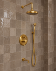 Shawnee Shower Combo with Handheld and Tub Spout – Unlacquered Brass