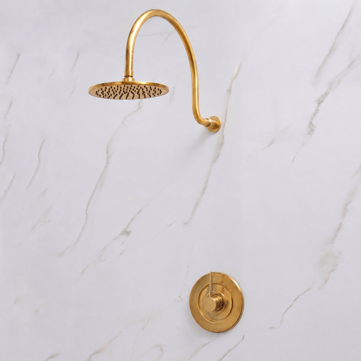 Brass Wall Mount 8 Inch Rainfall Round Shower Faucet with Rough-in Valve and Trim Kit (1.8GPM)
