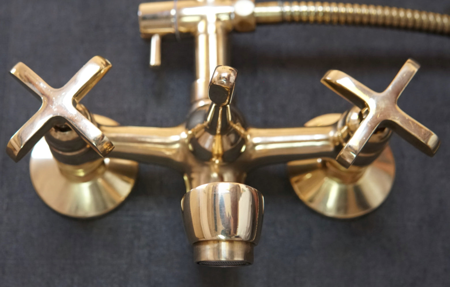 Unlacquered Brass Shower System With Tube Filler