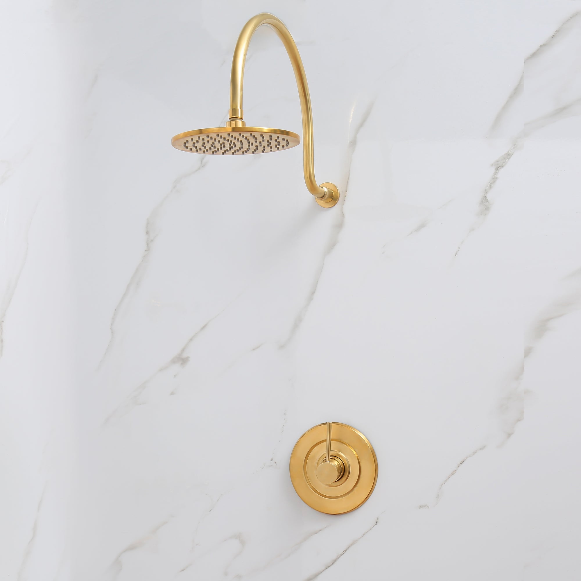 Brass Wall Mount 8 Inch Rainfall Round Shower Faucet with Rough-in Valve and Trim Kit (1.8GPM)