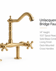 Handcrafted Farmhouse Bridge brass kitchen faucet