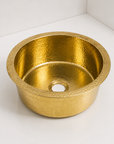 Hammered Unlacquered Brass Round Bar Sink