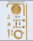 Unlacquered Brass Exposed Shower - High Pressure System Shower