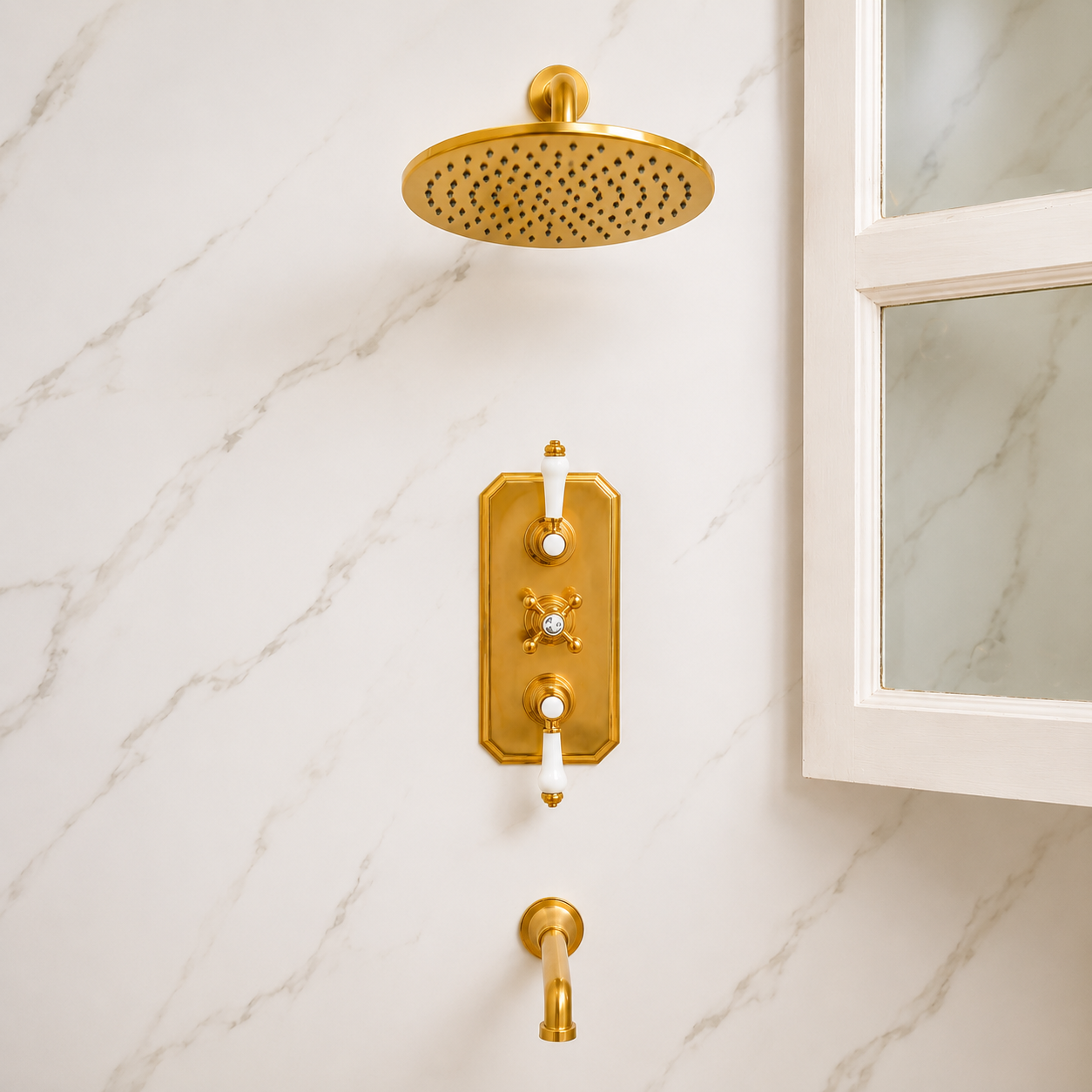 Thermostatic Two Way Shower Valve – Unlacquered Brass