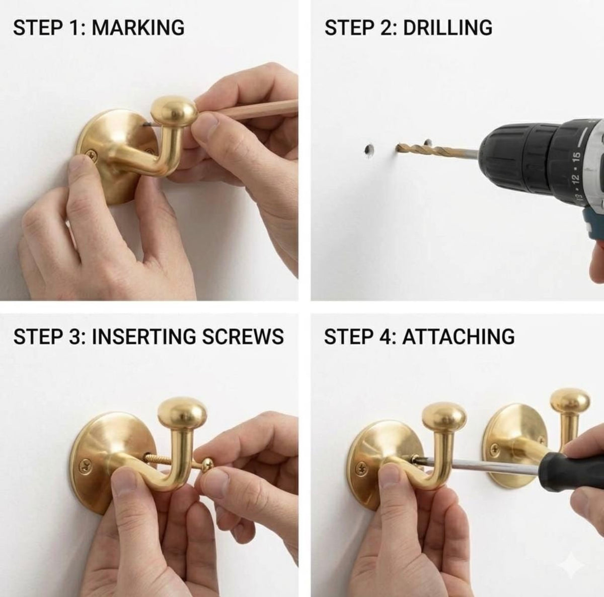 Unlacquered Brass Hook, Brass Hook Organizer