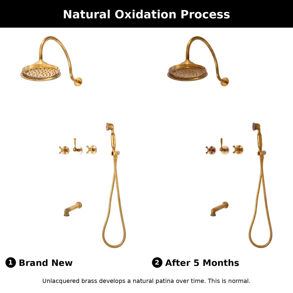 Santorini brass shower set installed