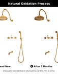 Santorini brass shower set installed