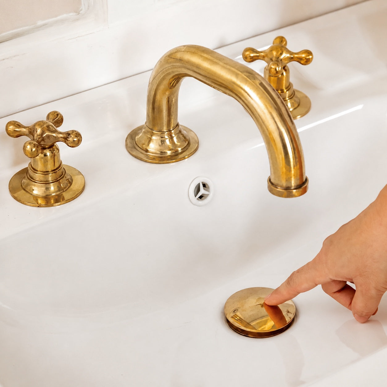 Brass Sink Faucet Widespread Bathroom Faucet Lever Handles Unlacquered Brass