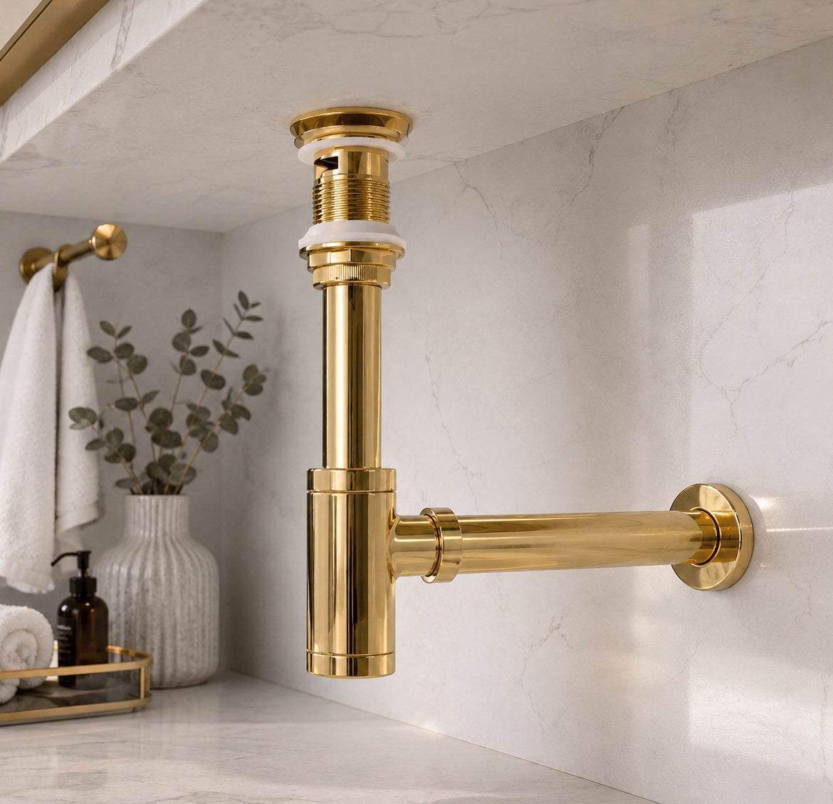 Bottle P Trap for Bathroom Sink – Unlacquered Brass