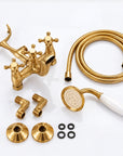 Bespoke Bathtub Wall Mount Filler with Handheld - Unlacquered Brass