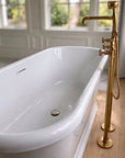 Lewistown Tub Filler with Hand Shower – Unlacquered Brass