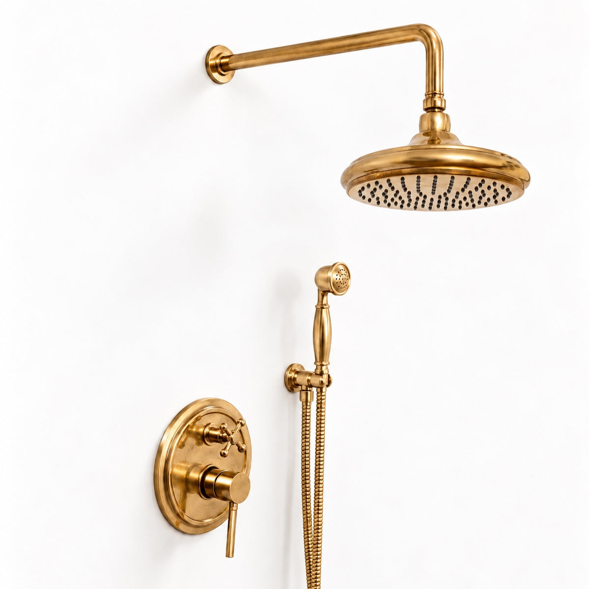 Shawnee Shower Combo with Handheld and Tub Spout – Unlacquered Brass