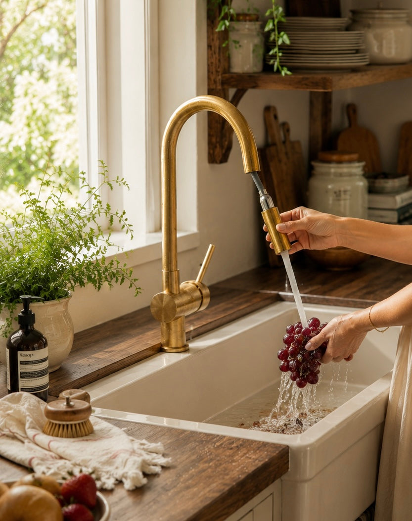 Brewster Pull Down Faucet - Unlacquered Brass