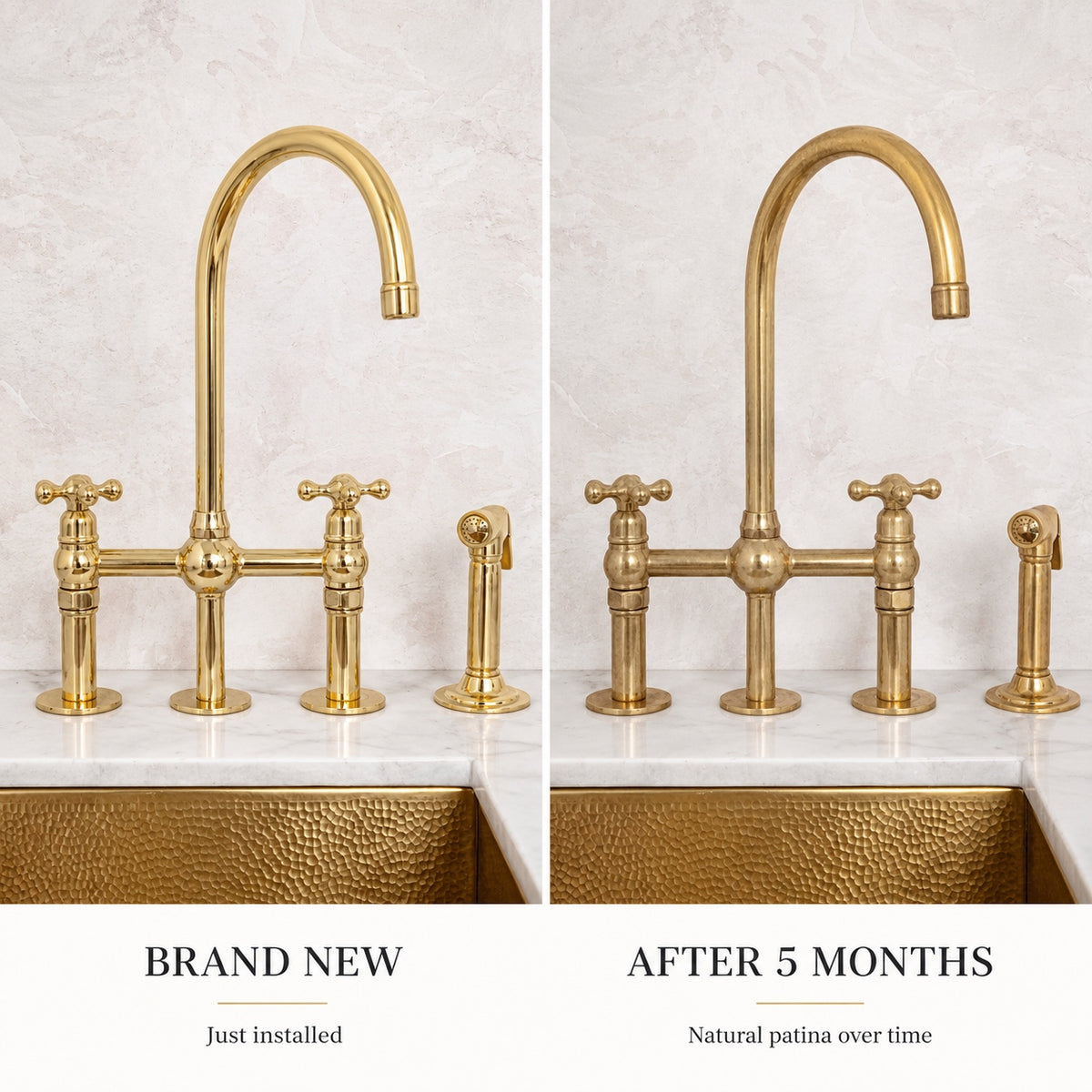 Unlacquered Brass 3 Holes Bridge Faucet
