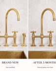 Unlacquered Brass 3 Holes Bridge Faucet