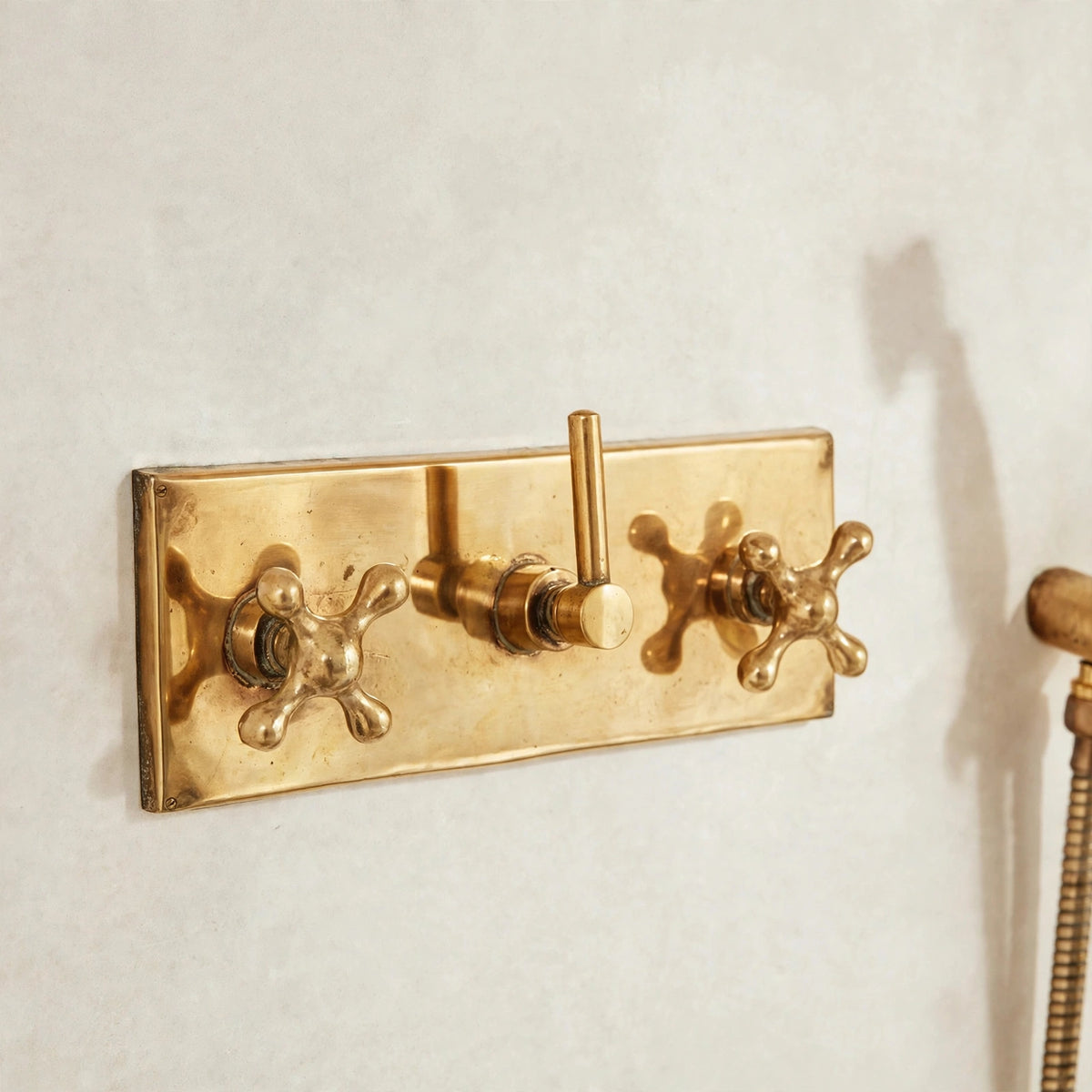 Oasis shower set by Brasslik, unlacquered brass